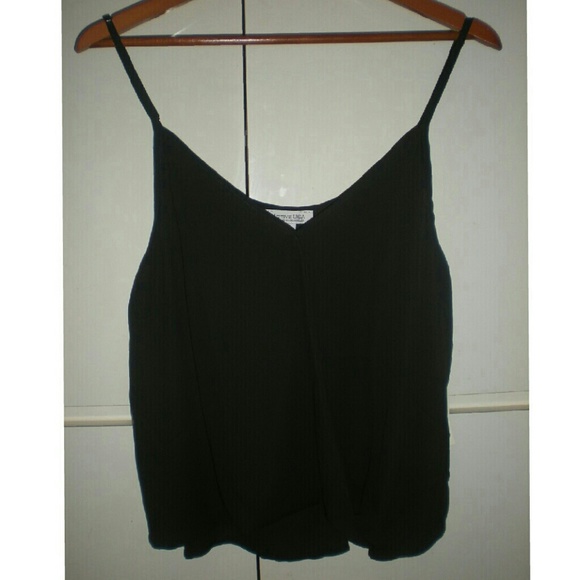 BLACK DRAPED WRAP FRONT HI LO TOP - LARGE...NEW!! - Picture 2 of 2