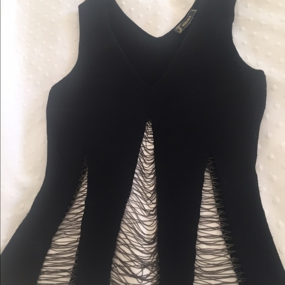 Versace knit tank with metal chain cut outs