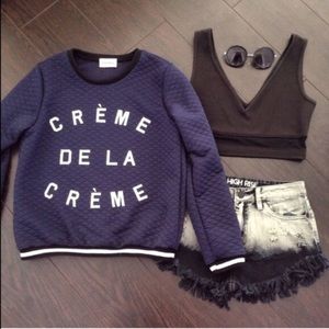 Creme de la creme navy blue quilted sweater