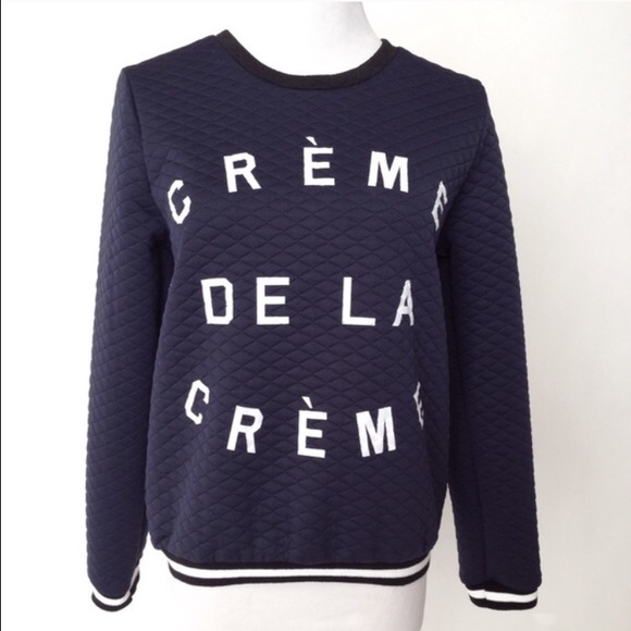 Creme de la creme navy blue quilted sweater