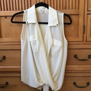 Tobi Chiffon Wrap Cream Top