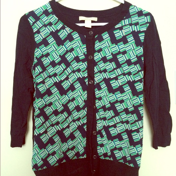 Banana Republic green and blue geometric cardigan