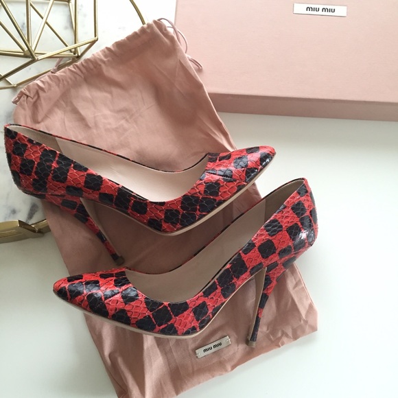 Miu Miu Shoes - ⚡️SALEMiu Miu Whips Quadretto Rosso Snakeskin Heel
