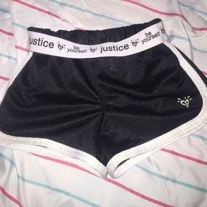 kids size 8 justice black shorts barely worn