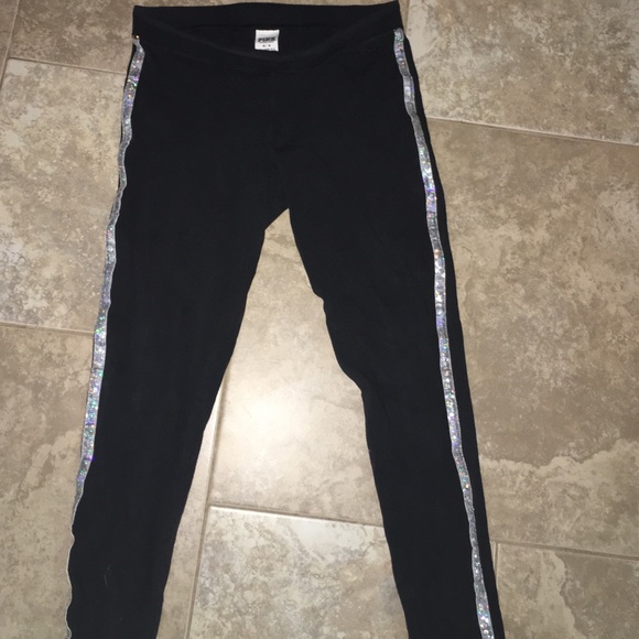 Black VS pink sparkle leggings