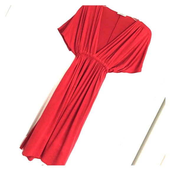 F21 Orange loose midi dress with winged sleeves