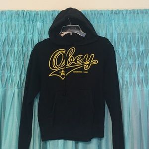 Black and yellow OBEY HOODIE