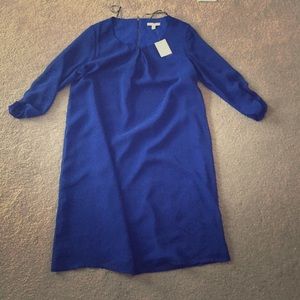 Blue midi chiffon shift dress