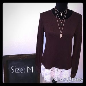 Brown lace trim top