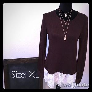 Brown lace trim top
