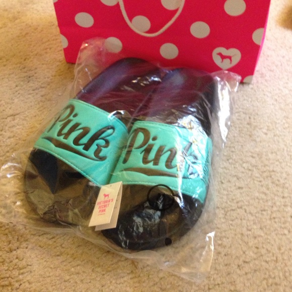 NWT PINK VICTORIA SECRET Teal Slide Sandal