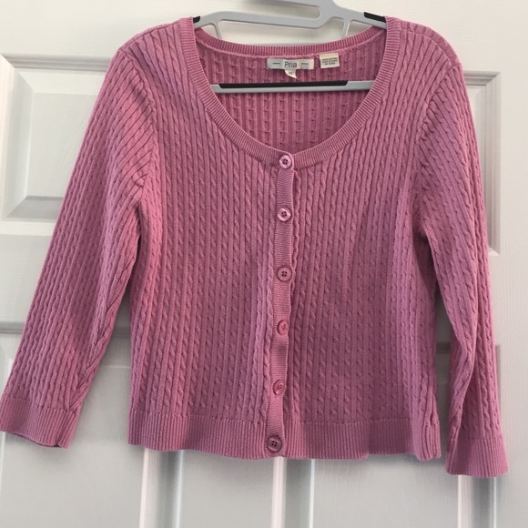 Pria pink cotton cable knit cardigan