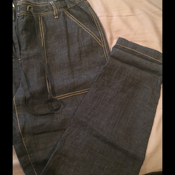 💛 Eileen Fisher Washed Linen Delave Slim Ankle