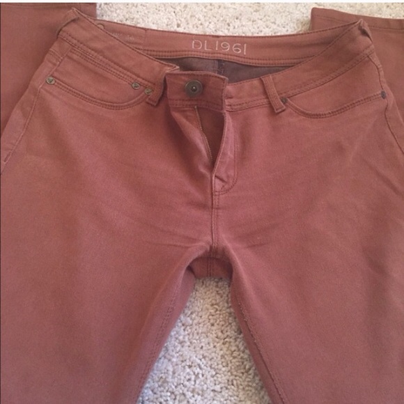 Rust colored straight leg jeans