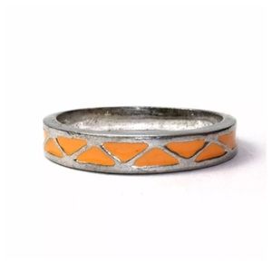 Vintage MOD sterling silver orange enamel band