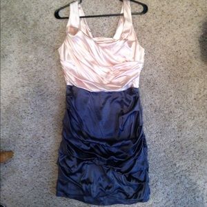 Express pink and grey colorblock cocktail dress