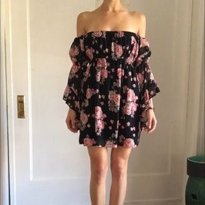 Off the shoulder floral cinched waist dress