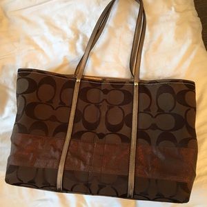 Coach brown metallic tote