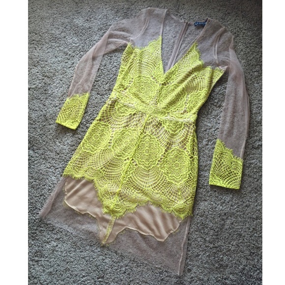 TRADED - Antigua Mini Dress in Chartreuse - Picture 4 of 4