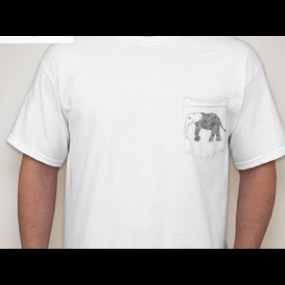 White pocket tee shirt with tribal Elephant decal