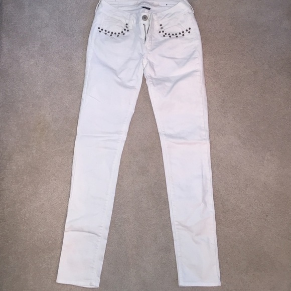 White studded jeans