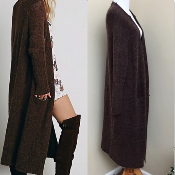 Free People Dark Copper Santa Cruz Long Cardigan - Picture 2 of 4