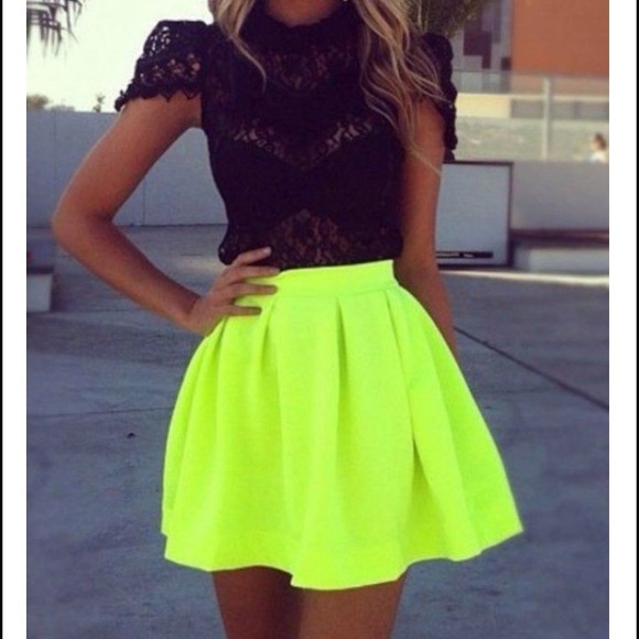 Neon yellow skirt