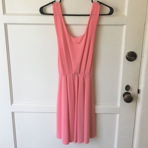 Pink flowy dress.
