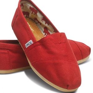TOMS Red Canvas Slip On 8.5