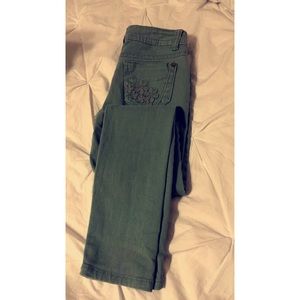 teal skinny jeans with design