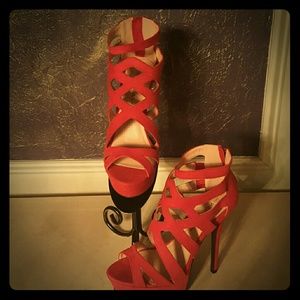 Ladies orange -red heels