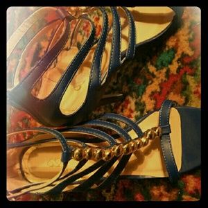 Pair of blue spike heels