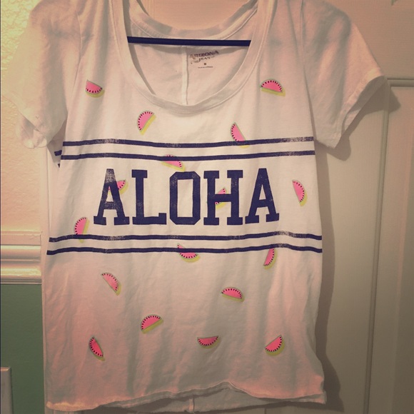 White aloha shirt