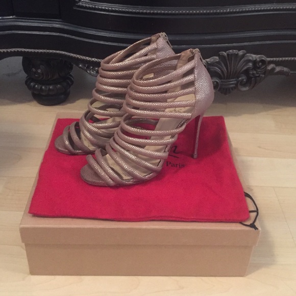 Christian Louboutin Gold Macala 100 Baseball Heels - Picture 1 of 4