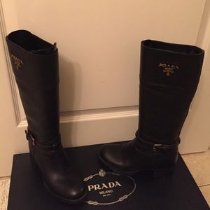 Prada Logo Riding Boot