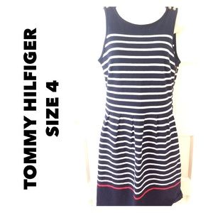 Tommy Hilfiger Navy Striped Cotton Knit Dress
