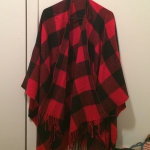 Plaid blanket shawl