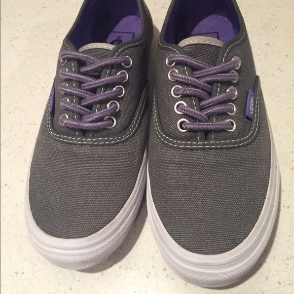 Vans gray with purple laces