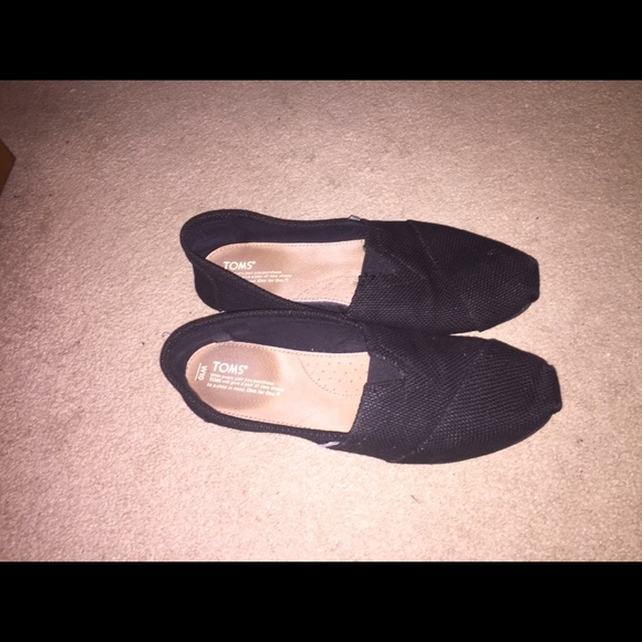 Women's Black Burlap Toms