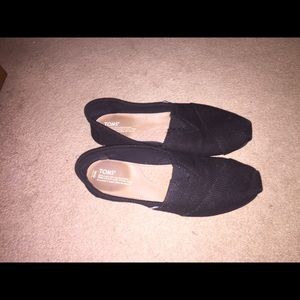 Women's Black Burlap Toms