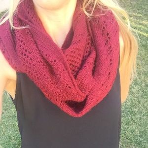 Maroon knit infinity scarf