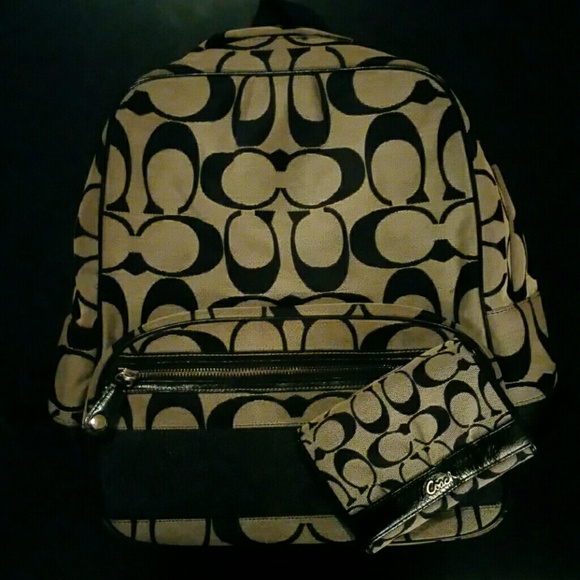 Black Coach Signature Backpack - Picture 1 of 3