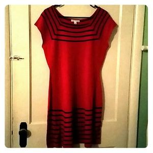 London Times Red dress with Navy stripes