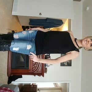 SALE Black One sleeve tank top with jewels