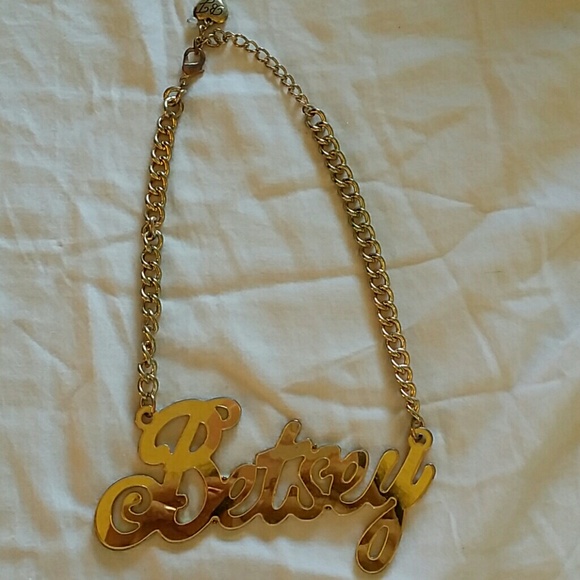 Betsey Johnson  Plexi Mirrored Betsey Necklace - Picture 2 of 2