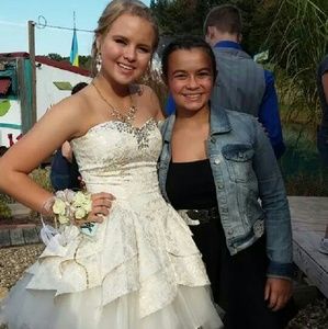 Gorgeous white, gold and silver Homecoming dress