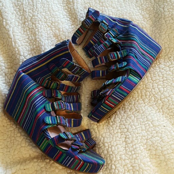 Jeffrey Campbell Multi-Color Strappy Wedge Sandal