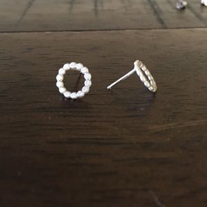 Sterling silver open circle stud earrings