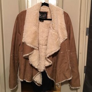 FAUX SHEARLING DRAPED JACKET