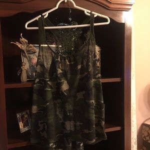 Camo and crochet tank